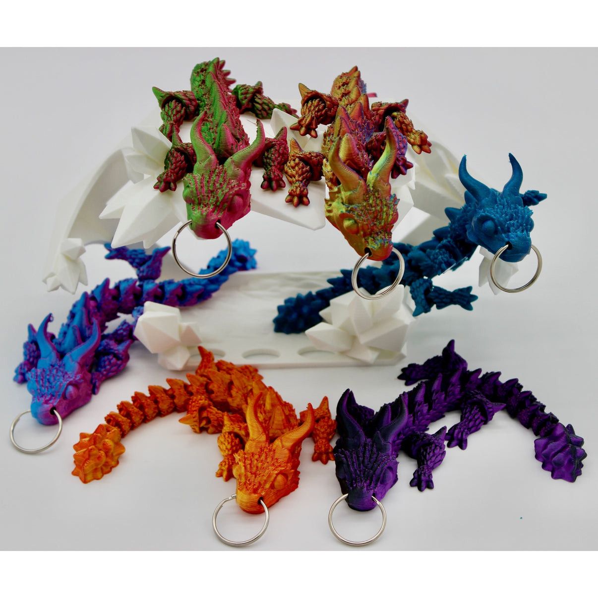 Horned Dragon Keychain - 3D Printed Articulated Dragon