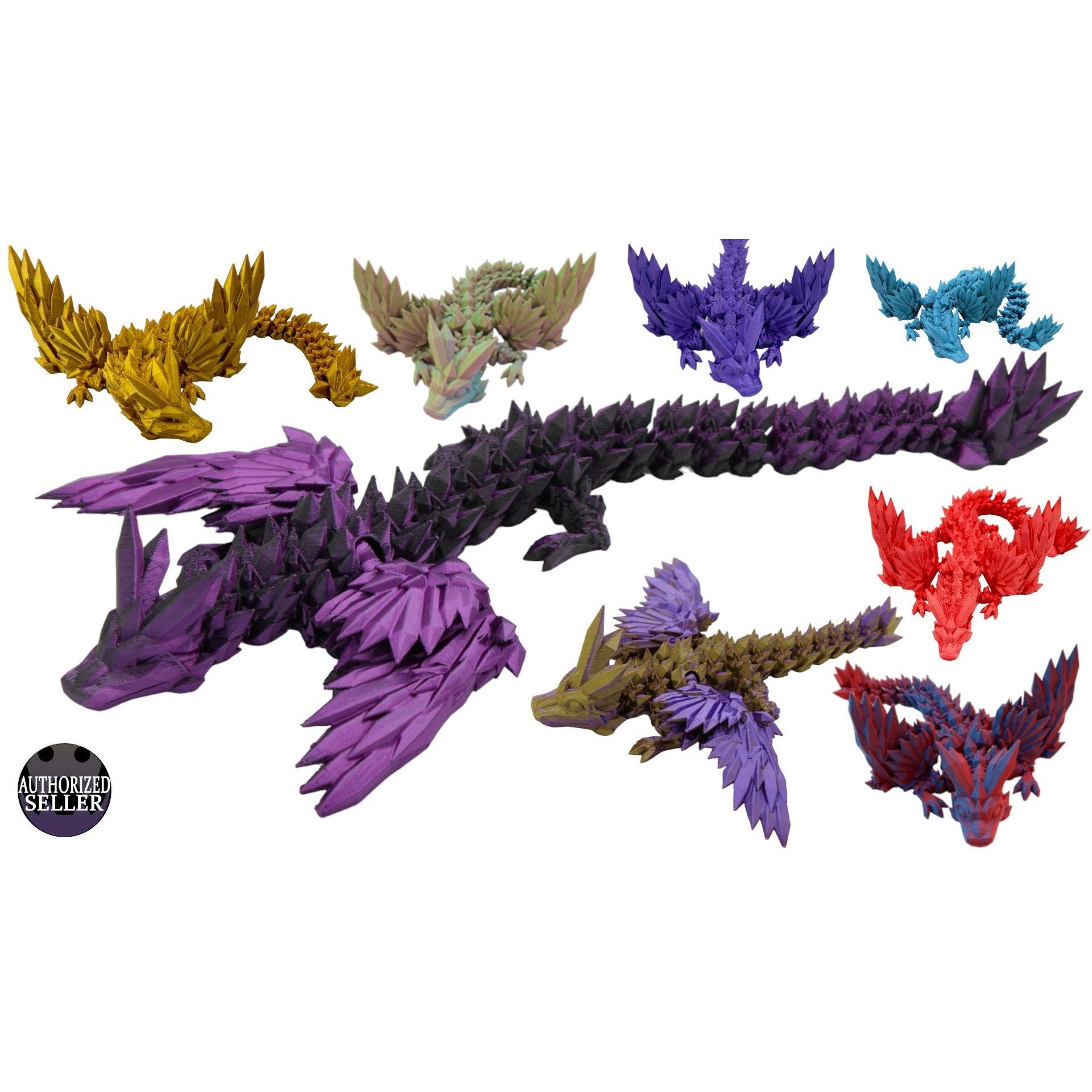 Crystal Wing Dragon Fidget Toy - 3D Printed Articulated Dragon