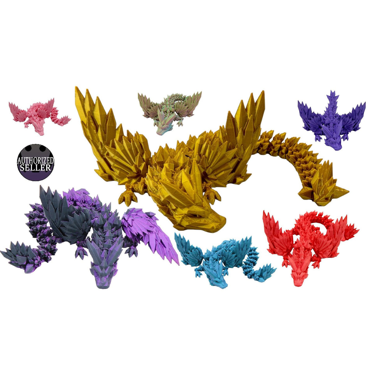 Crystal Wing Dragon Fidget Toy - 3D Printed Articulated Dragon