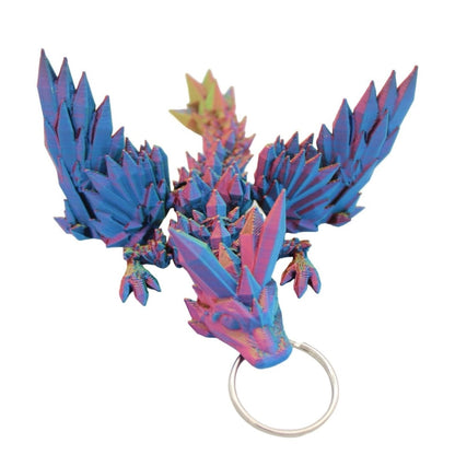 Crystal Wing Dragon Keychain - 3D Printed Articulated Dragon