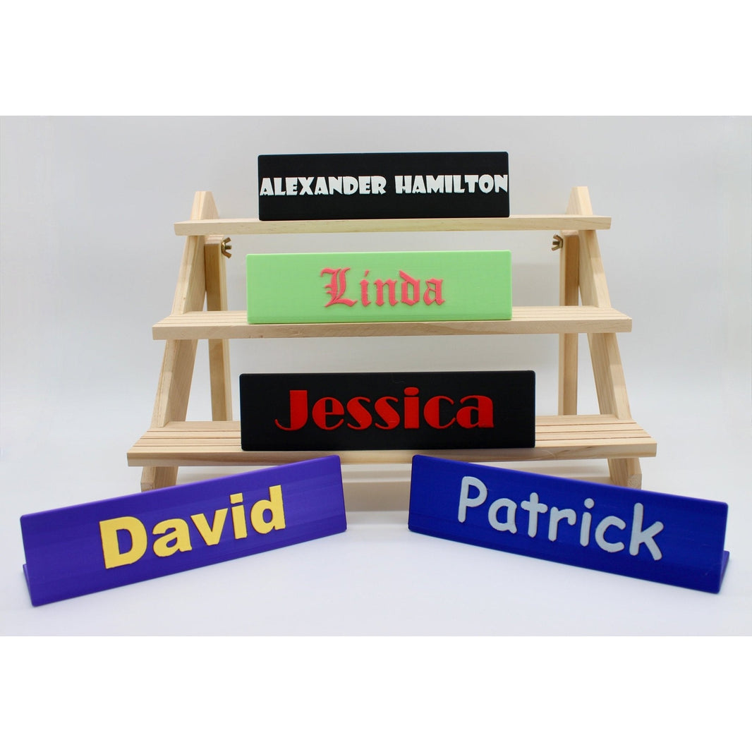 3D Printed Personalized Name Plate in Bright Colors, Artistic Desk Name Sign, Office Decor, Custom Name Plaque - Custom Colors and Fonts