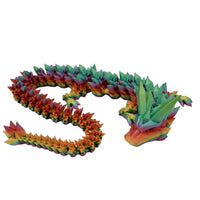 Large Rainbow Crystal Dragon Fidget Toy - 3D Printed Articulated Dragon