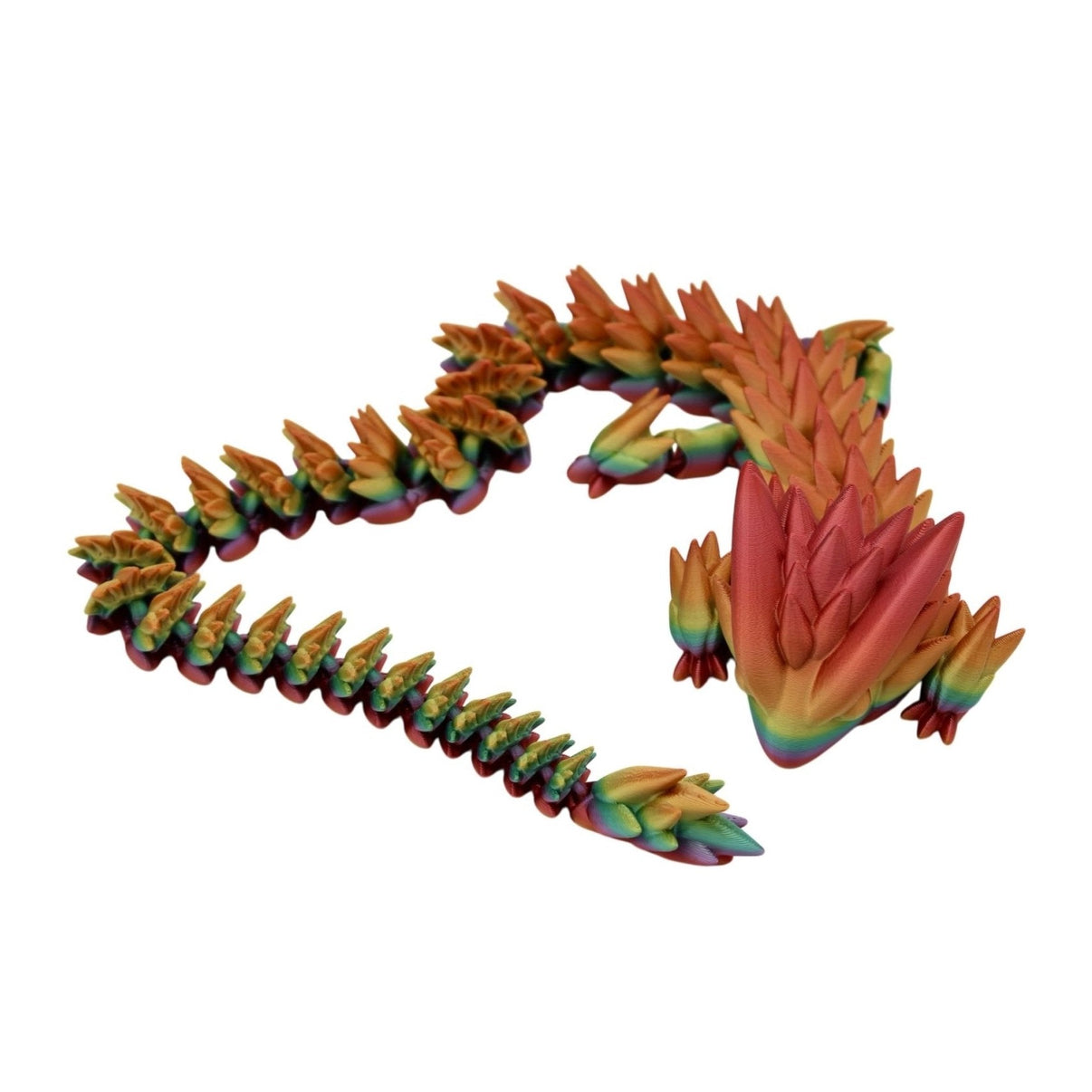 Large Rainbow Spiky Dragon Fidget Toy - 3D Printed Articulated Dragon