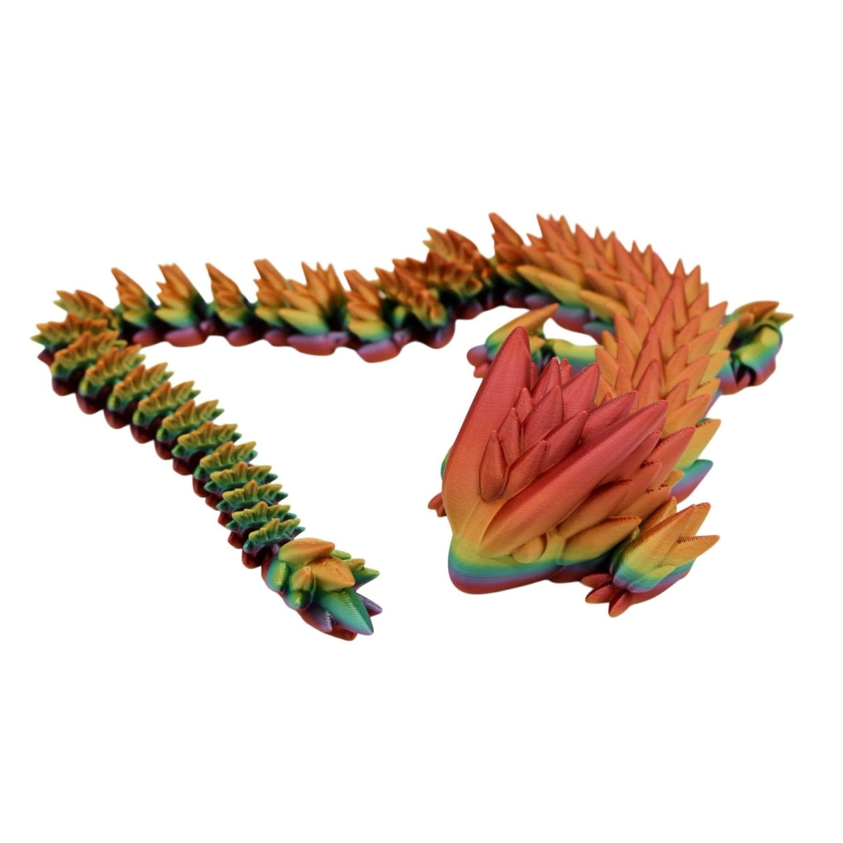 Large Rainbow Spiky Dragon Fidget Toy - 3D Printed Articulated Dragon