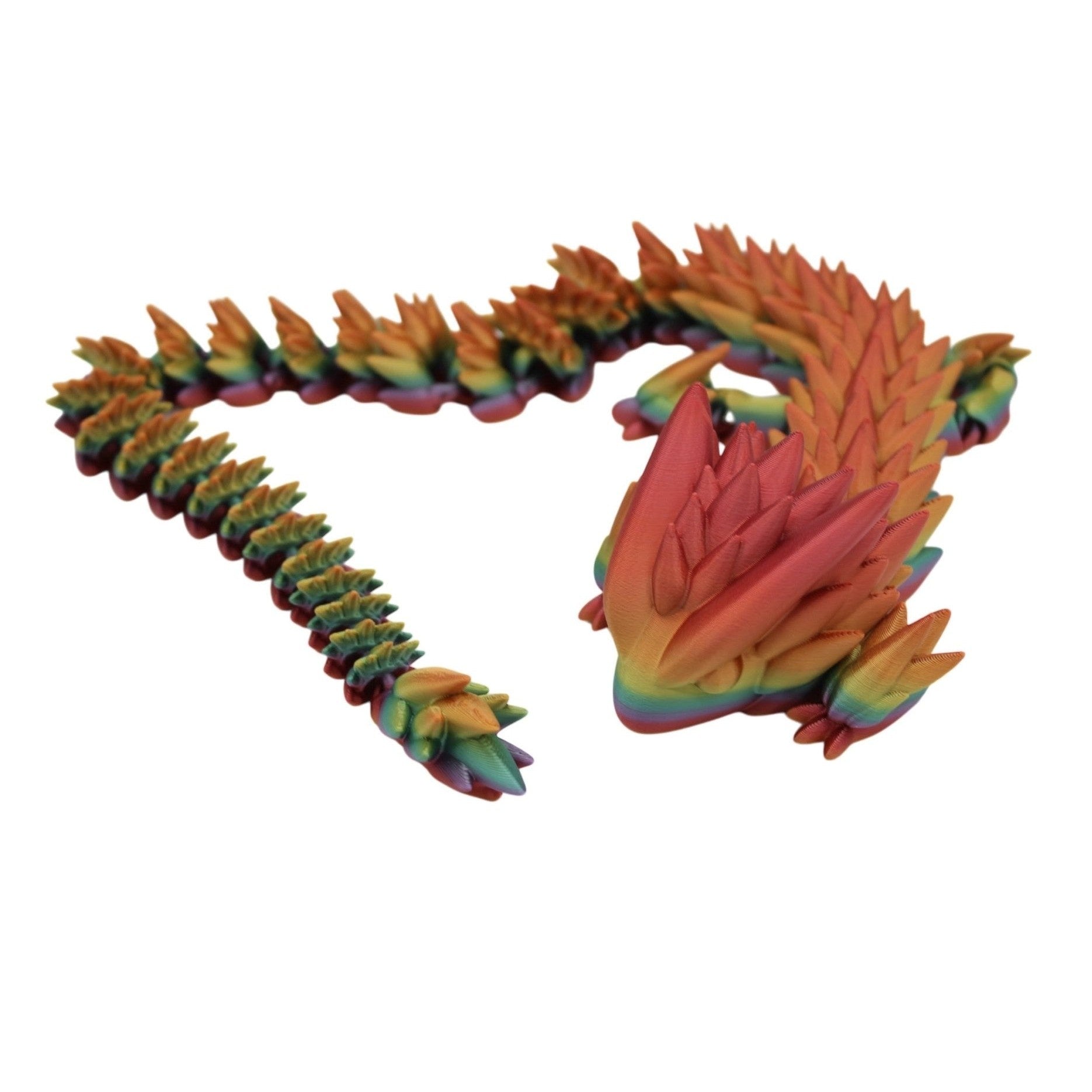 Large Rainbow Spiky Dragon Fidget Toy - 3D Printed Articulated Dragon