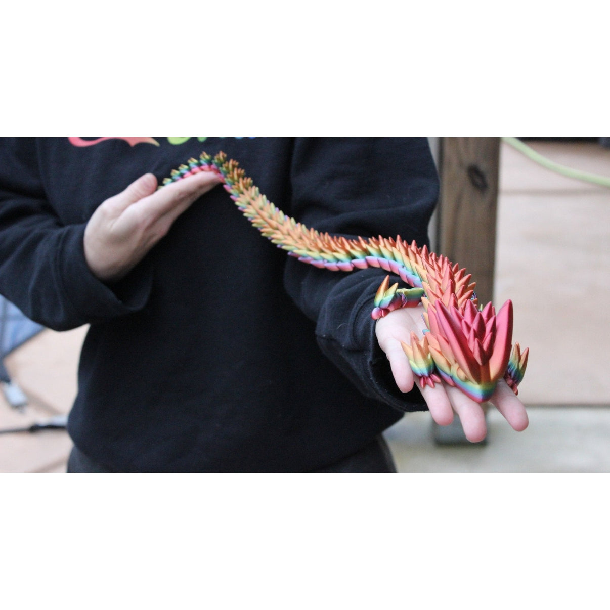 Large Rainbow Spiky Dragon Fidget Toy - 3D Printed Articulated Dragon