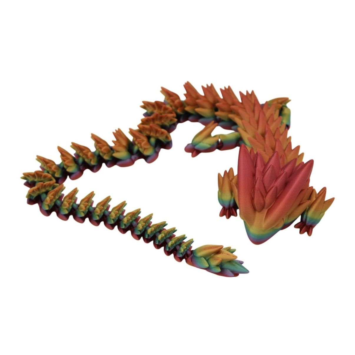 Large Rainbow Spiky Dragon Fidget Toy - 3D Printed Articulated Dragon