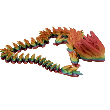 Large Rainbow Spiky Dragon Fidget Toy - 3D Printed Articulated Dragon