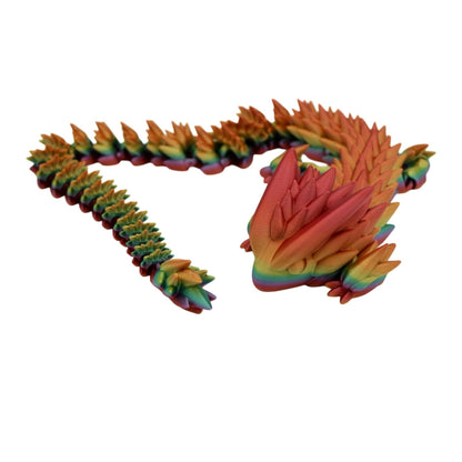 Large Rainbow Spiky Dragon Fidget Toy - 3D Printed Articulated Dragon