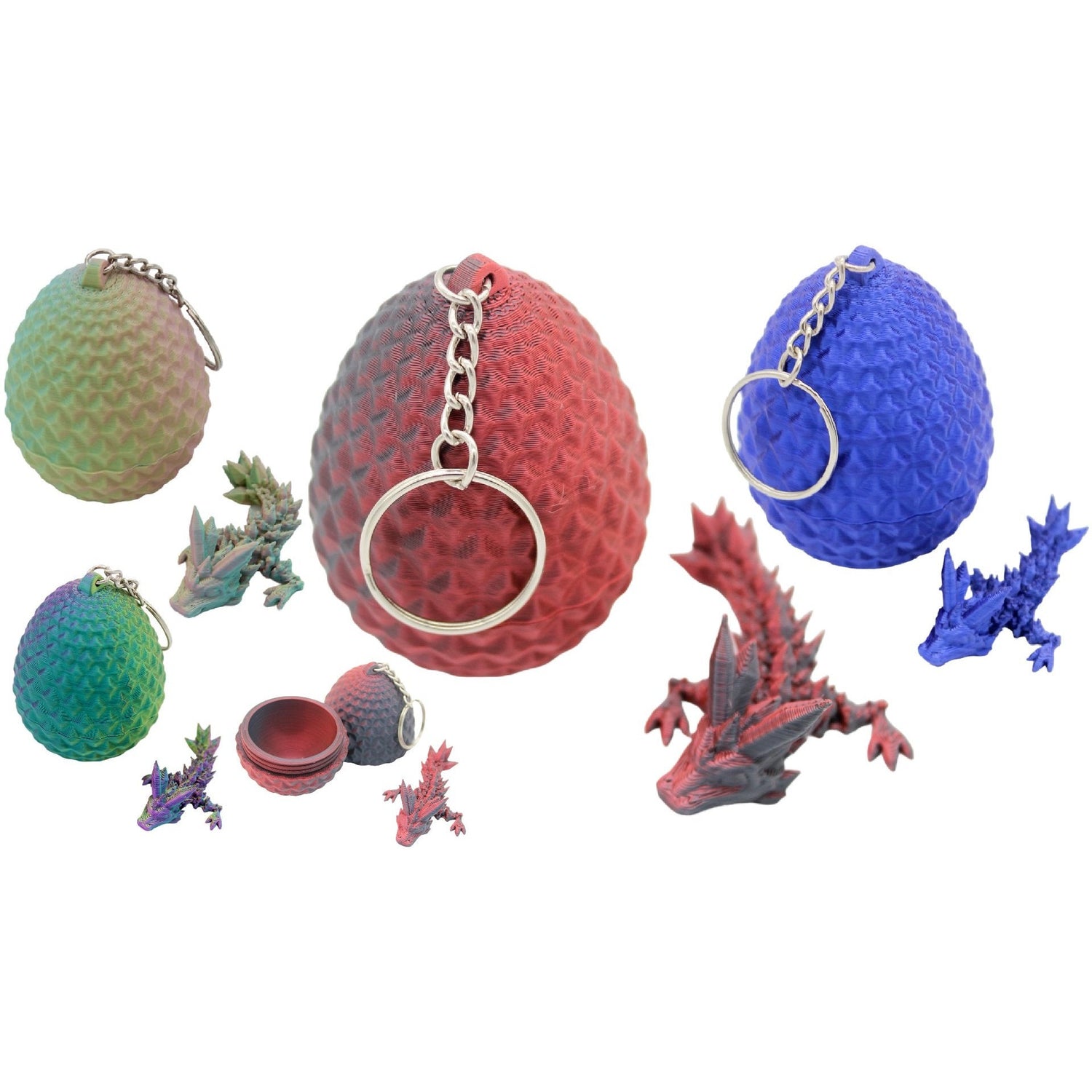 Micro Dragon and Egg Fidget Keychain - 3D Printed Articulated Dragon