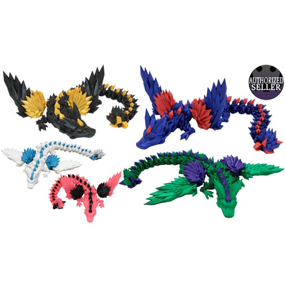 Multicolor Crystal Wing Dragon Fidget Toy - 3D Printed Articulated Dragon