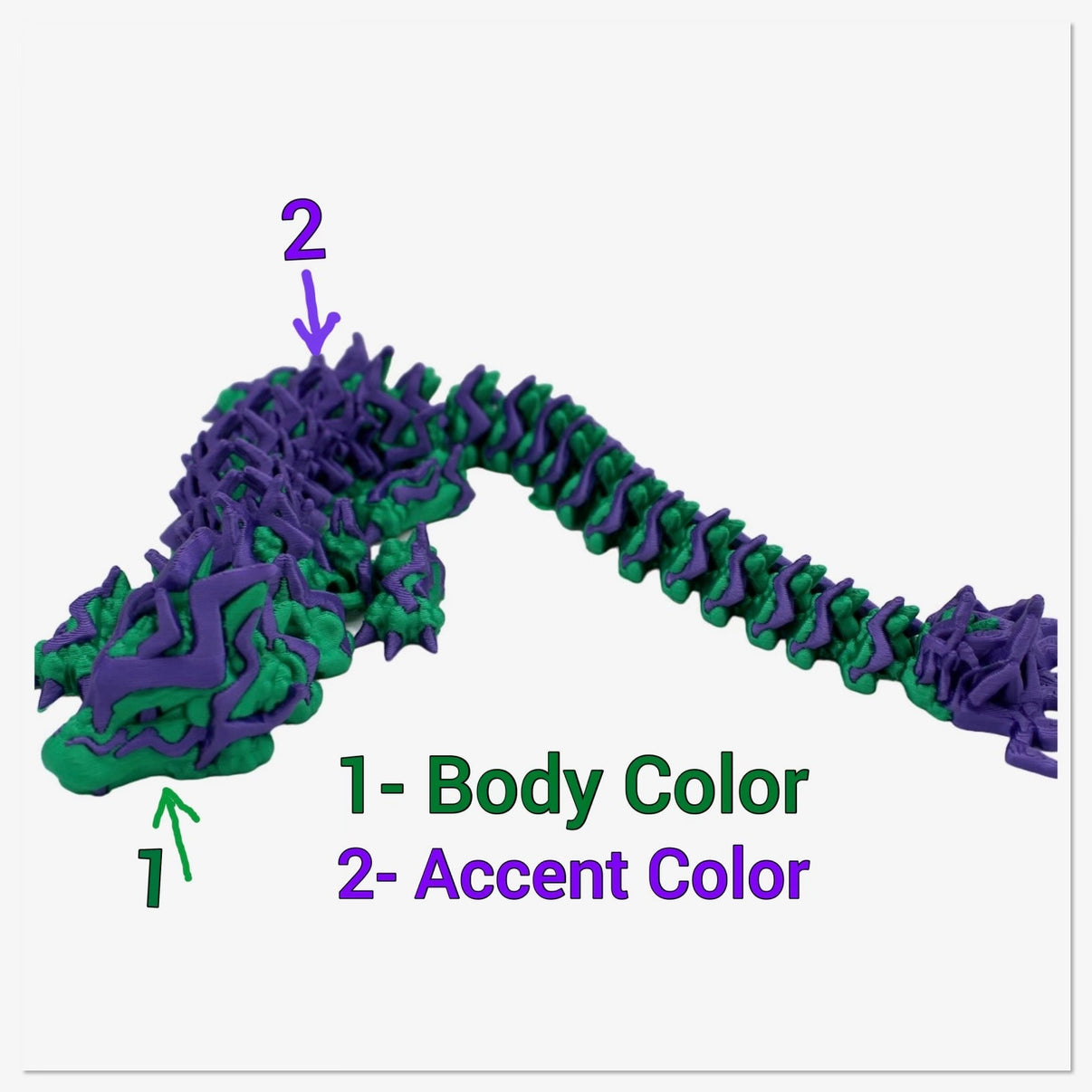 Multicolor Storm Dragon Fidget Toy - 3D Printed Articulated Dragon