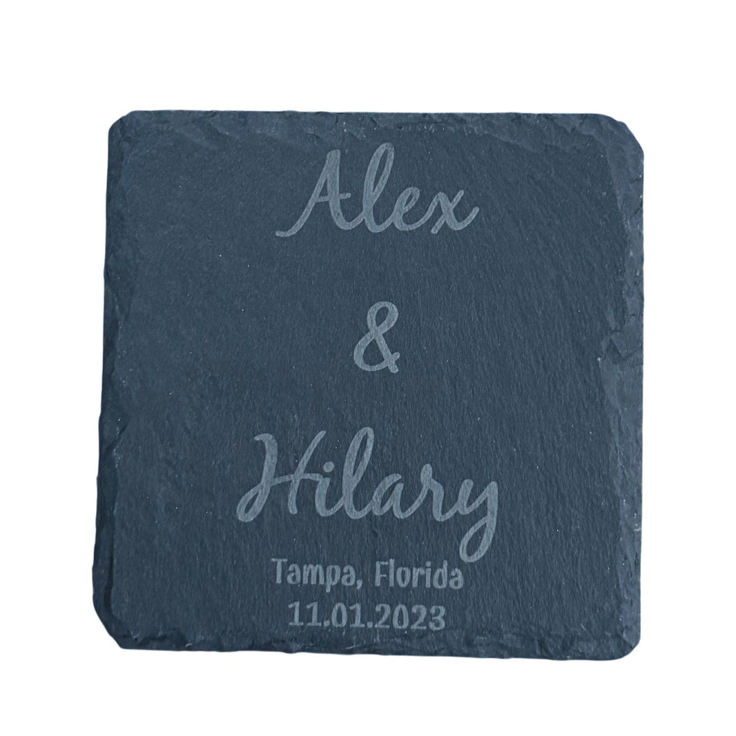 Personalized Engraved Coaster, Slate Drink Coasters, Engraved Table Protection, Unique Gift