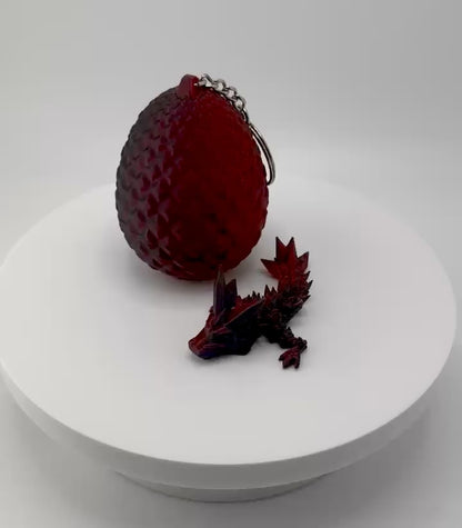 Micro Dragon and Egg Fidget Keychain - 3D Printed Articulated Dragon