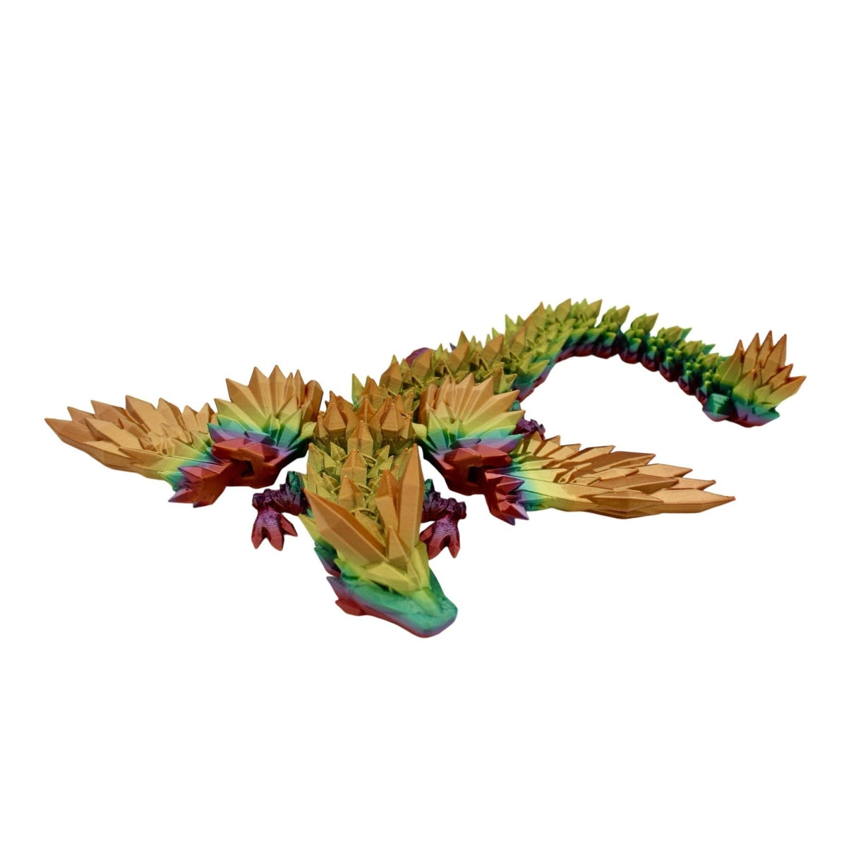 Rainbow Crystal Wing Dragon Fidget Toy - 3D Printed Articulated Dragon