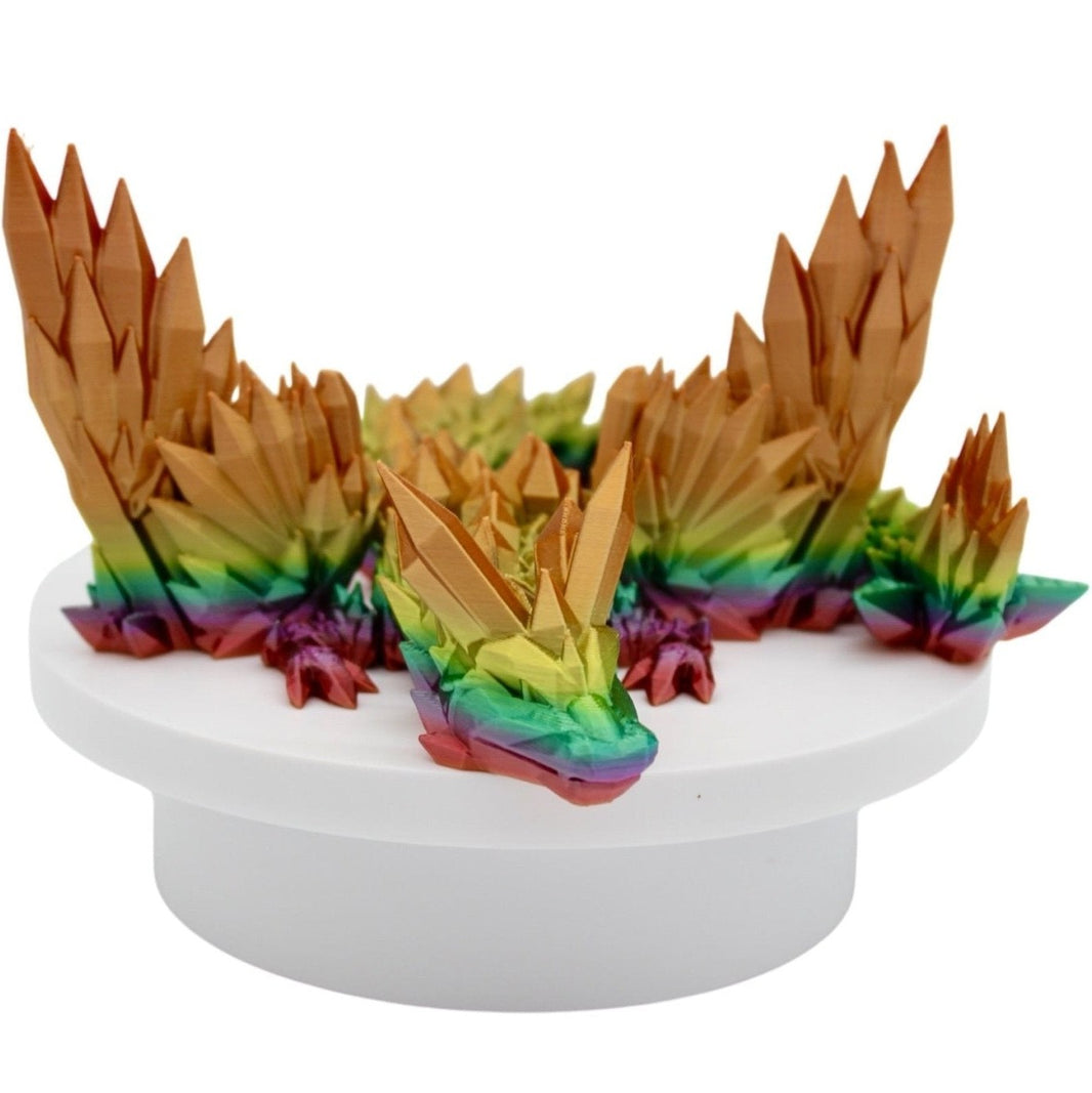 Rainbow Crystal Wing Dragon Fidget Toy - 3D Printed Articulated Dragon