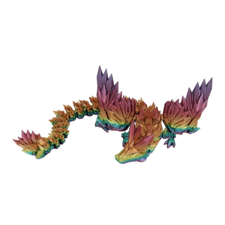 Rainbow Crystal Wing Dragon Fidget Toy - 3D Printed Articulated Dragon