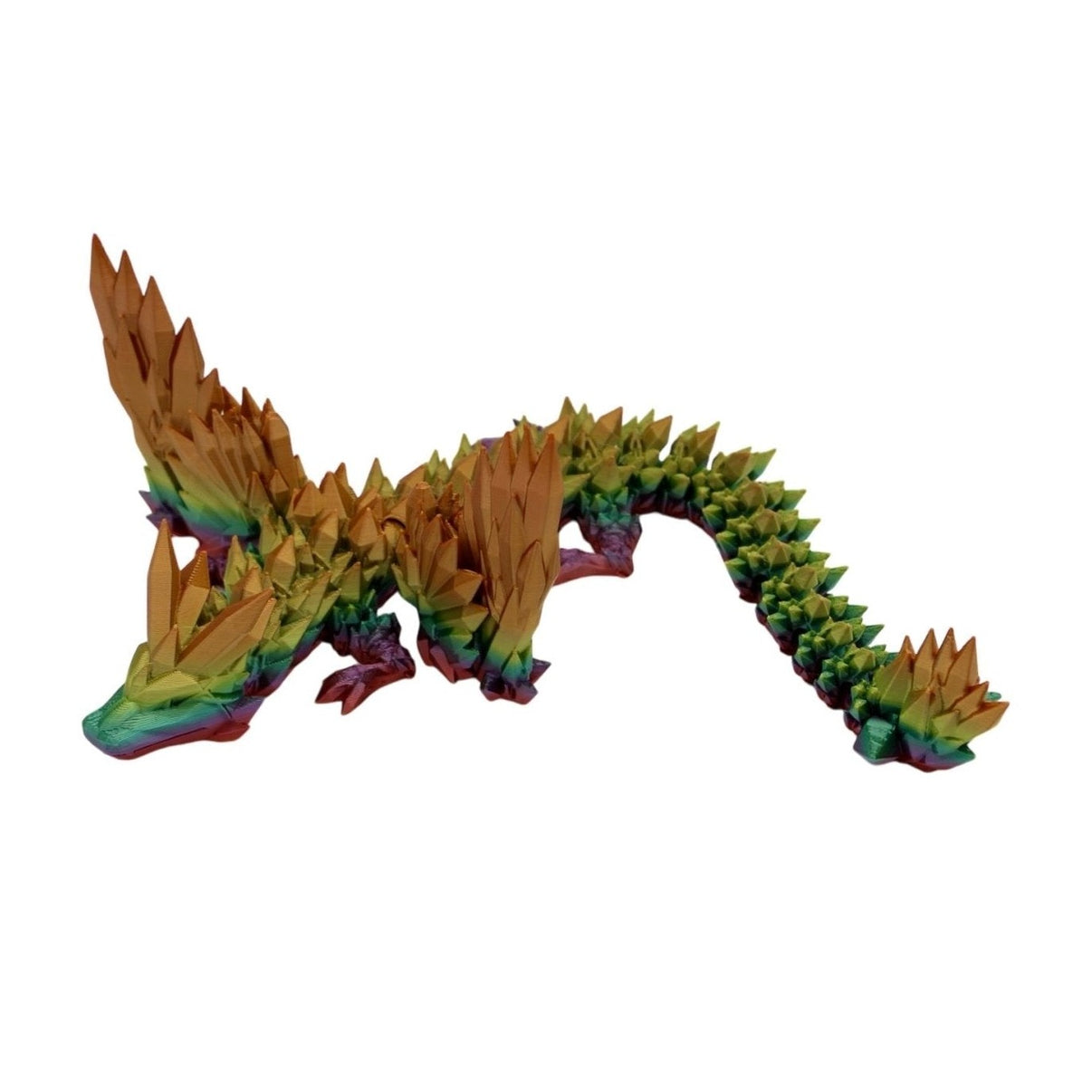 Rainbow Crystal Wing Dragon Fidget Toy - 3D Printed Articulated Dragon