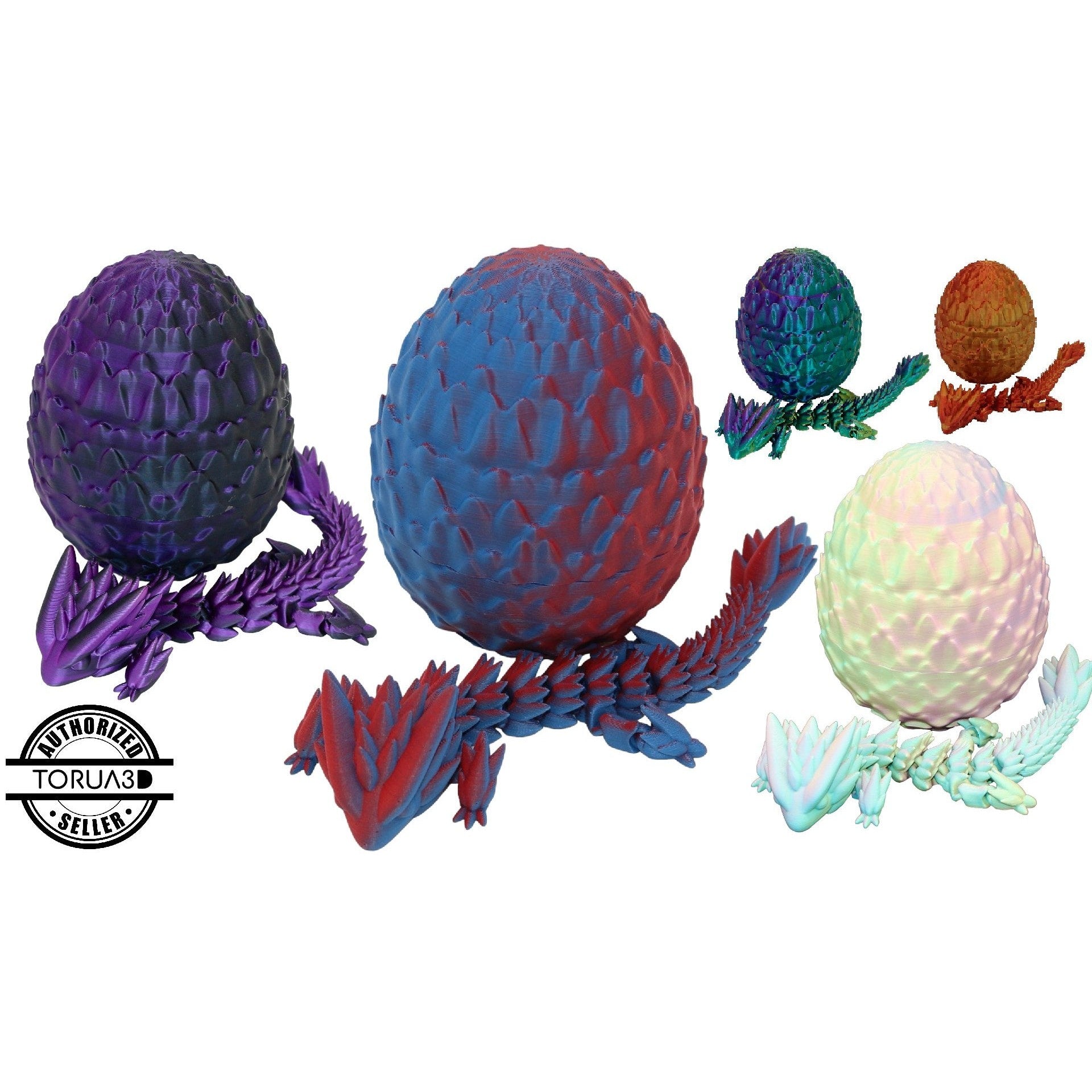 Spiky Dragon and Egg Fidget Toy - 3D Printed Articulated Dragon