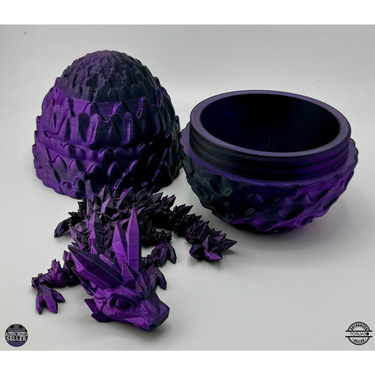 Crystal Dragon and Egg Fidget Toy - 3D Printed Articulated Dragon