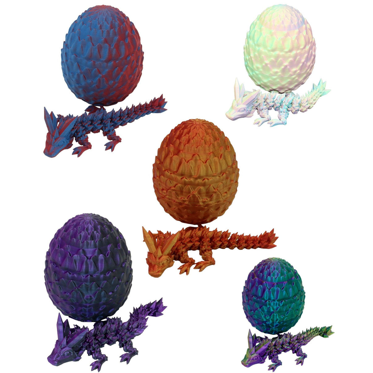 Crystal Dragon and Egg Fidget Toy - 3D Printed Articulated Dragon