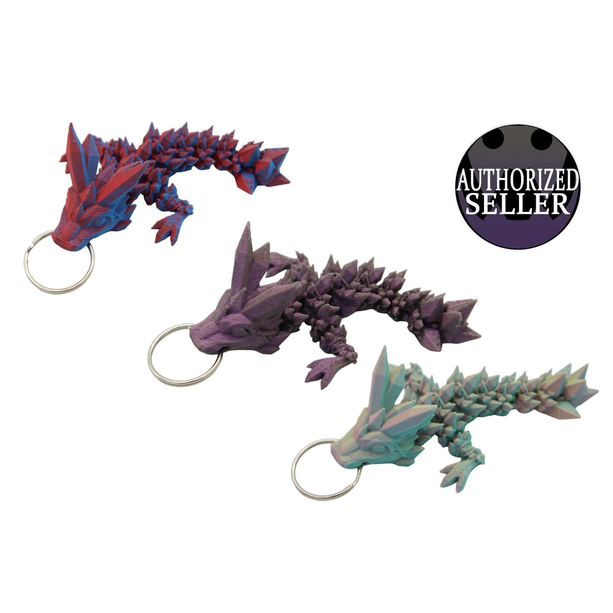 Crystal Dragon Keychain - 3D Printed Articulated Dragon