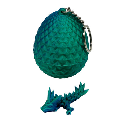 Micro Dragon and Egg Fidget Keychain - 3D Printed Articulated Dragon