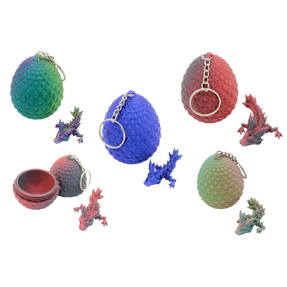 Micro Dragon and Egg Fidget Keychain - 3D Printed Articulated Dragon