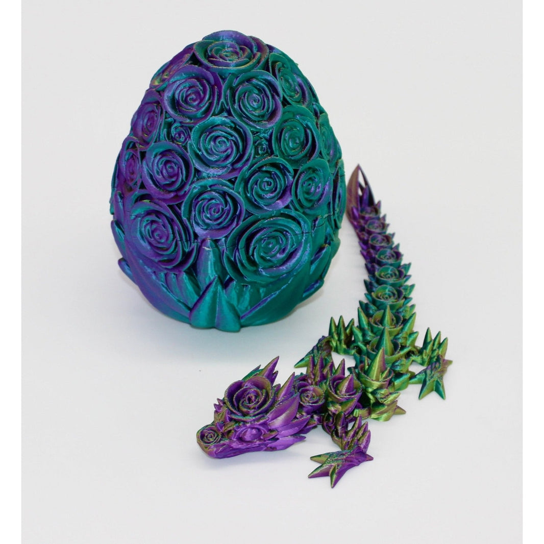 Rose Dragon and Egg Fidget Toy - 3D Printed Articulated Dragon